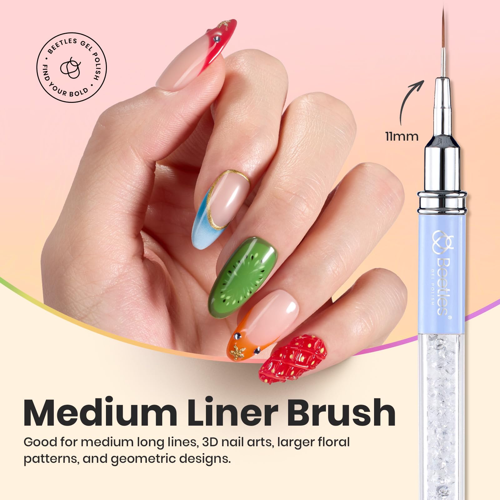 Beetles Gel Polish pinceau liner 20 mm pour dessins détaillés et généreux.