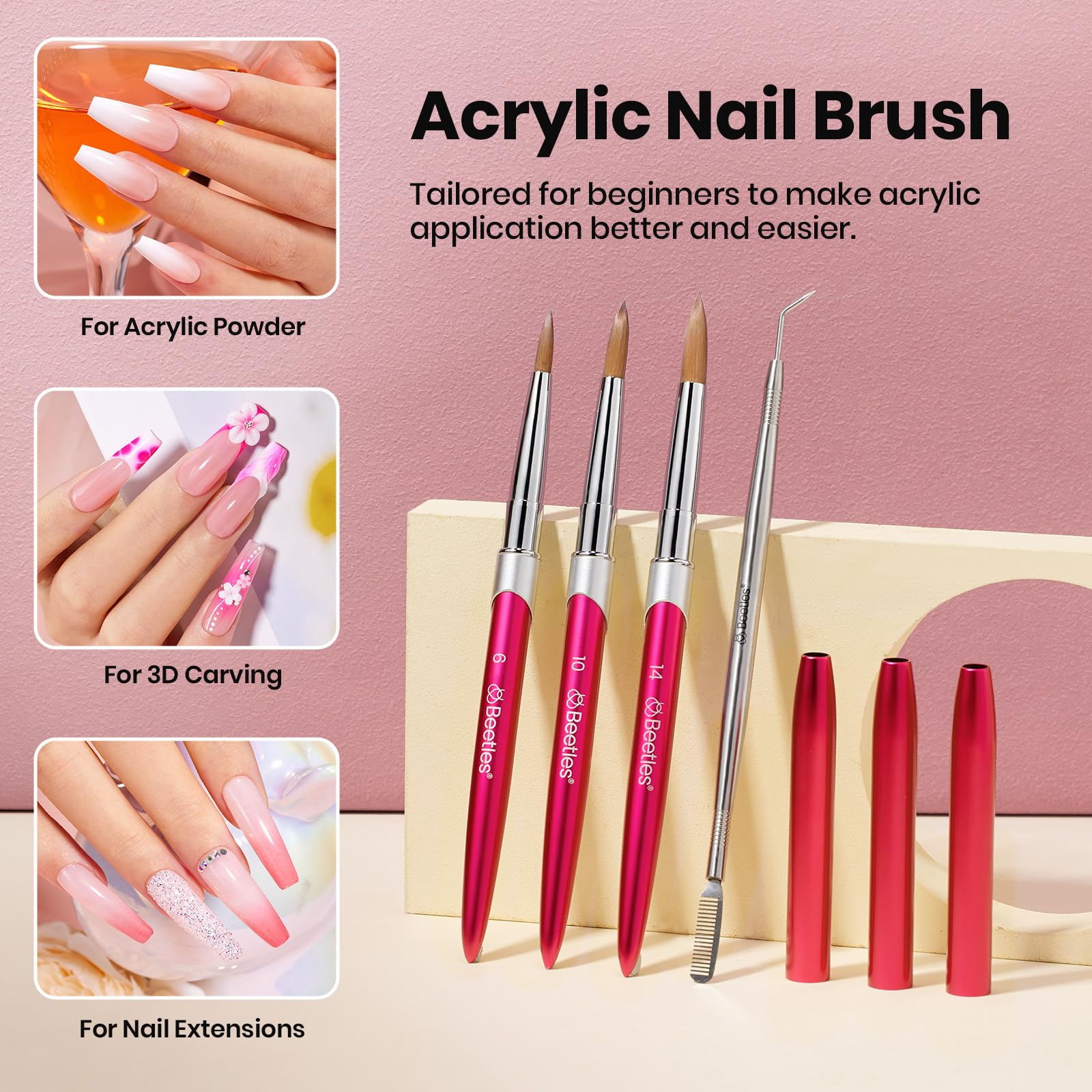 Pinceau Beetles taille 10 pour extensions d'ongles et overlays solides.