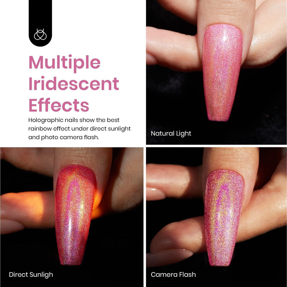 Beetles Pink Glitter Gel Polish, effet diamant sirène, allure féérique.
