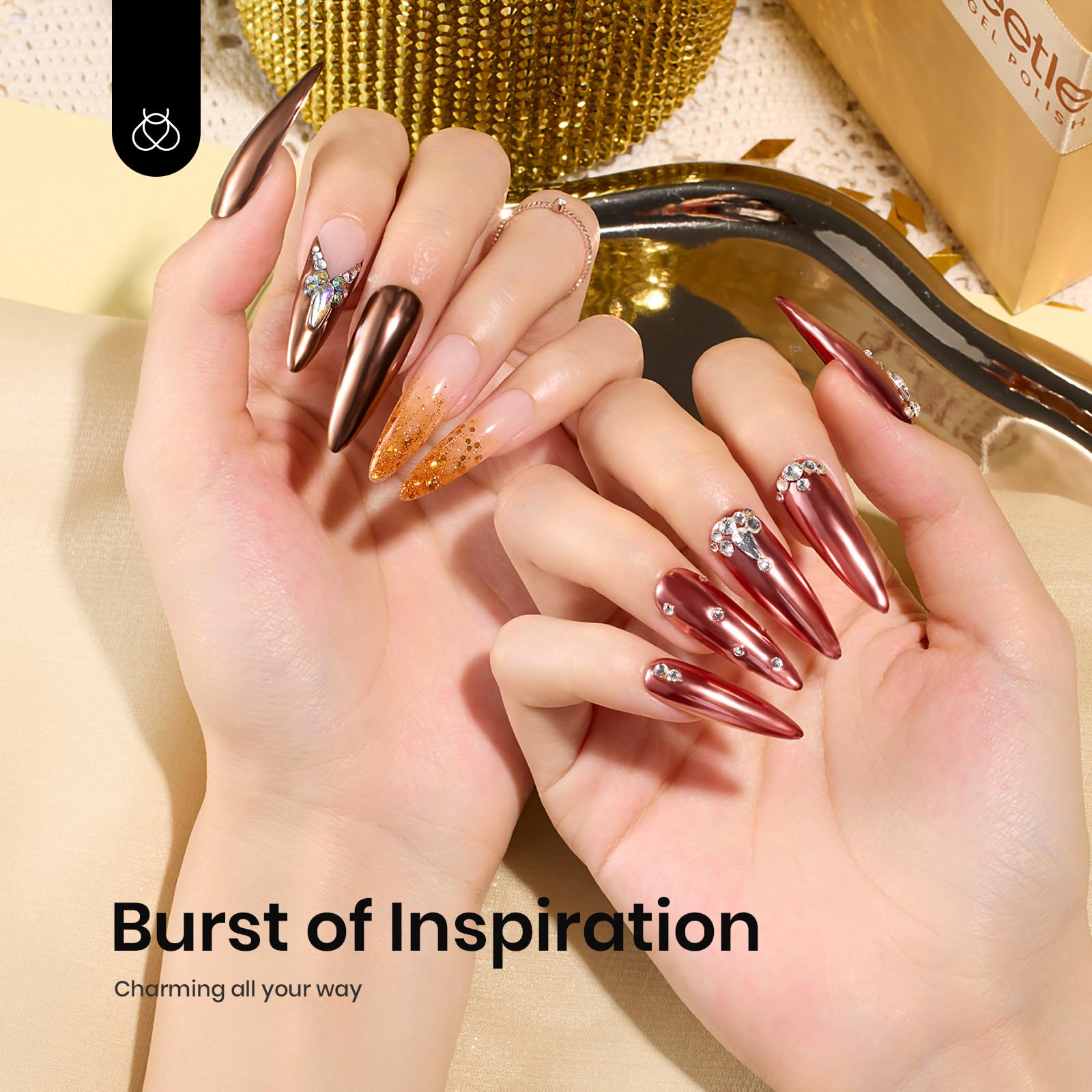 Beetles poudre métallique Brun Marron pour ongles, rendu naturel.