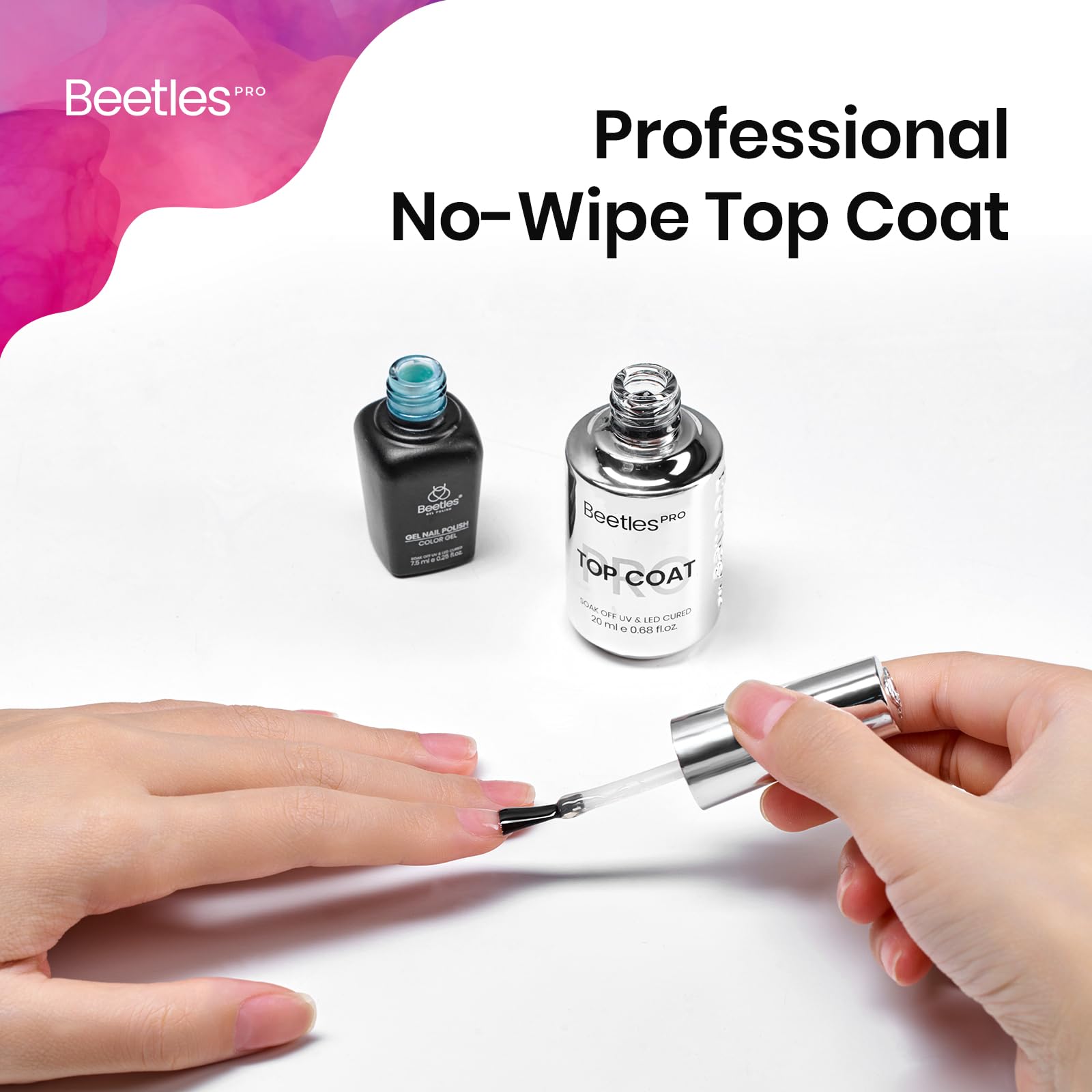 Beetles Pro Gel Top Coat – Formule anti-jaunissement préservant la clarté.