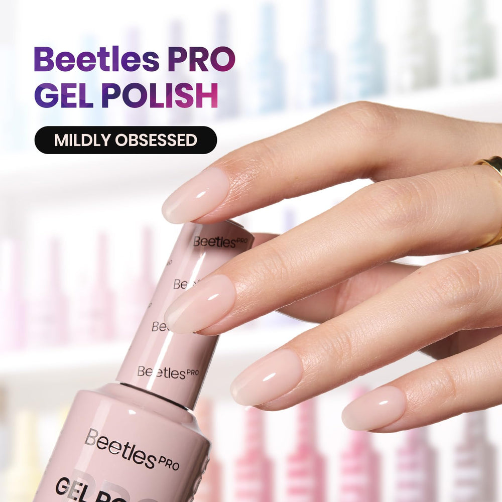 Beetles Pro Gel Polish Mildly Obsessed, teint rose lait, rendu uniforme pour usage quotidien.