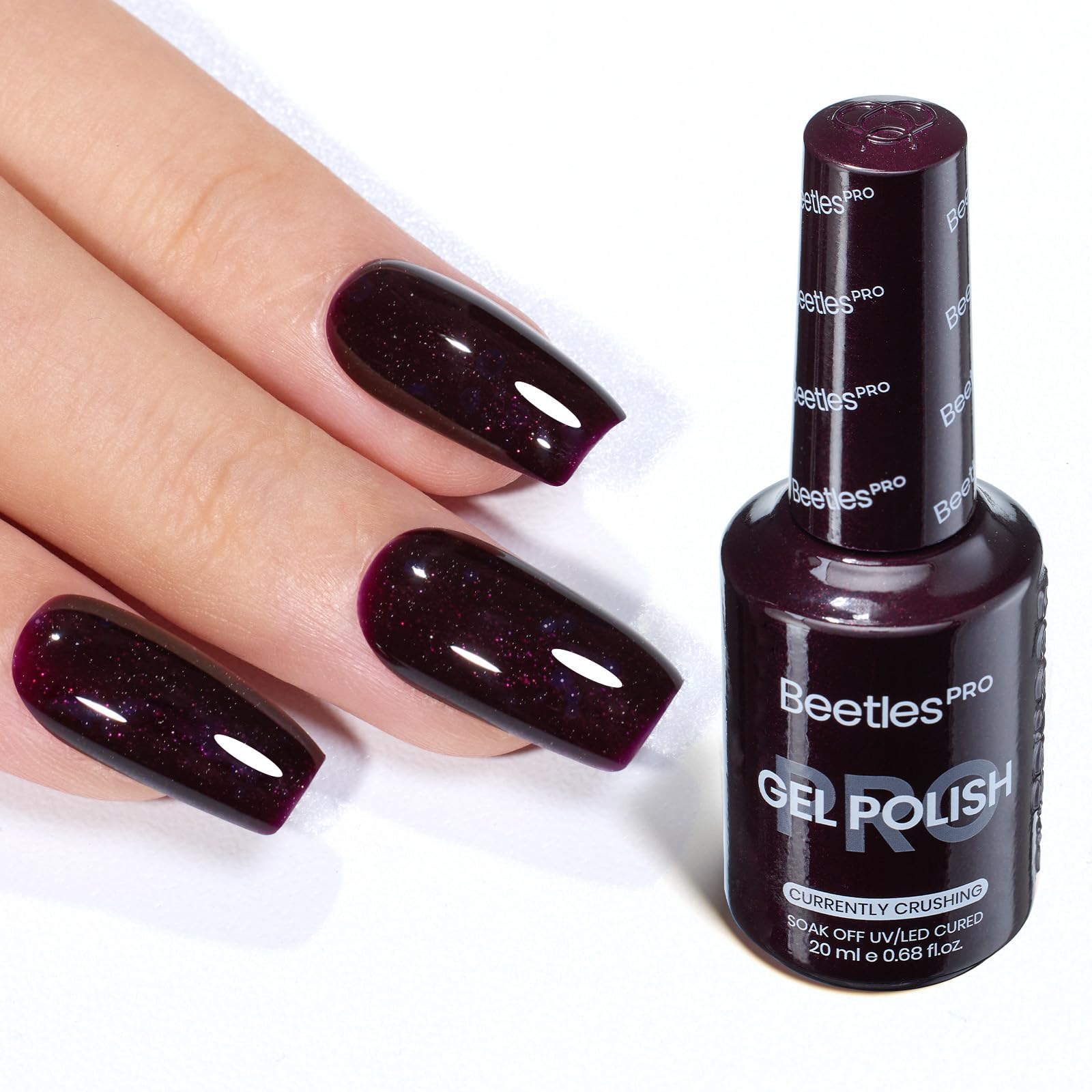 Beetles Pro Vernis Gel Violet Foncé: vue bouteille, couleur riche et pigmentée.
