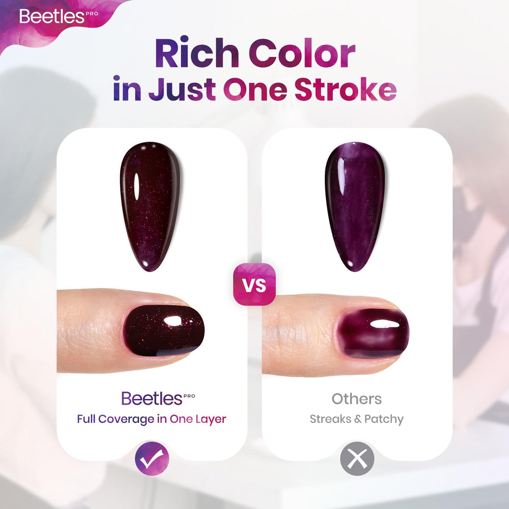 Beetles Pro Vernis Gel: durcissement UV efficace avec lampe adaptée.