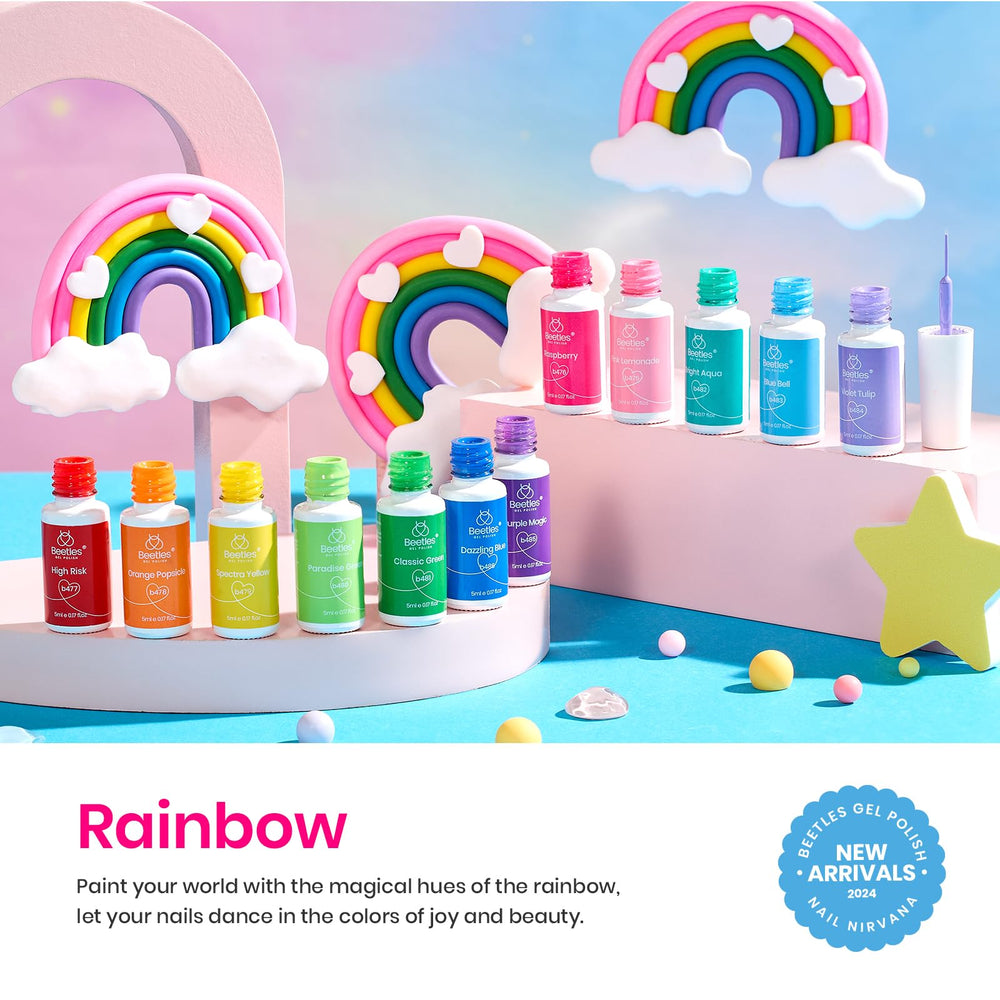 Beetles Rainbow Gel Liner Set bottle with built-in thin brush enables precise detailing.