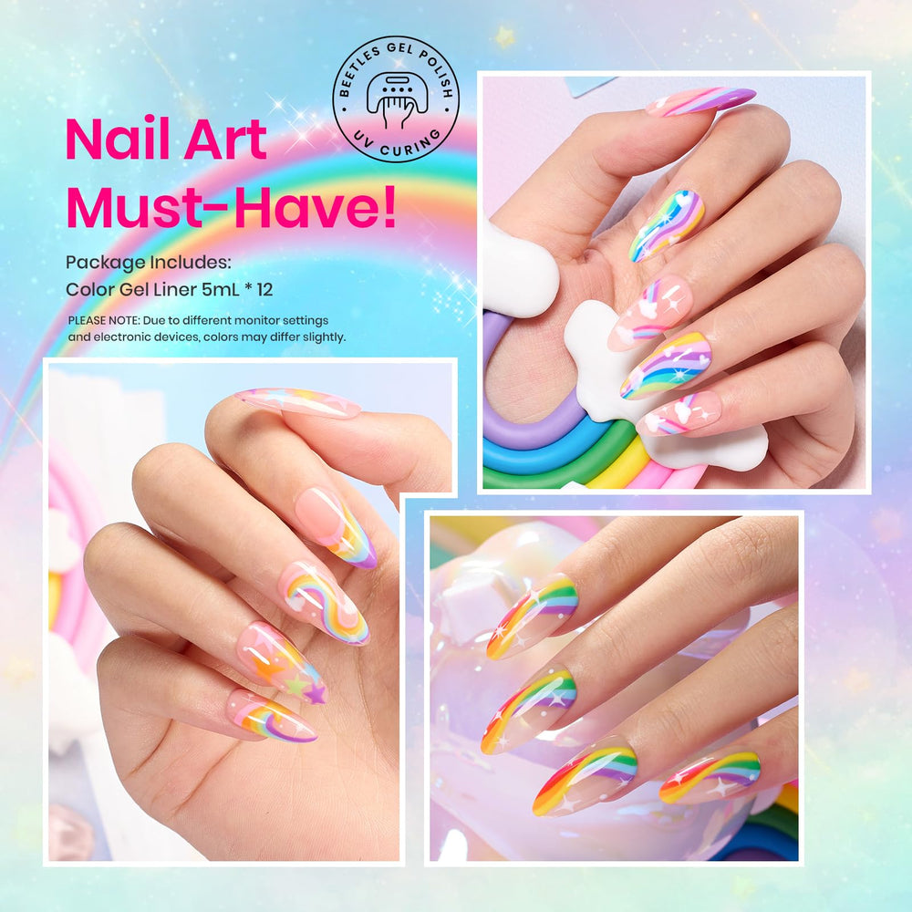 Beetles Rainbow Gel Liner Set French tip line adds modern manicure accents.