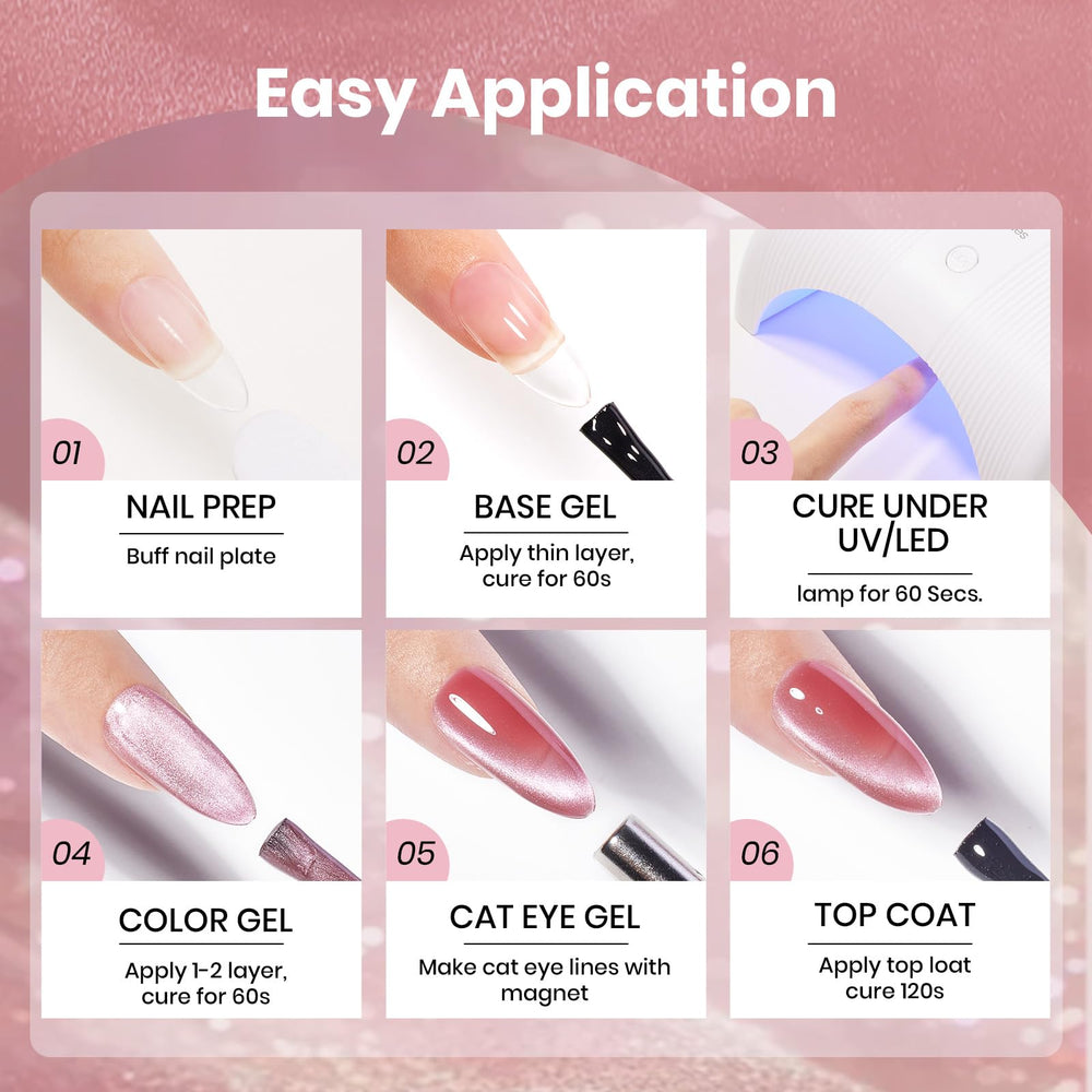 Beetles rose cat-eye gel, test cutané préliminaire recommandé.