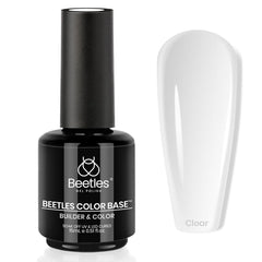 Beetles Rubber Base Gel, flacon clair, base transparente facile à appliquer.