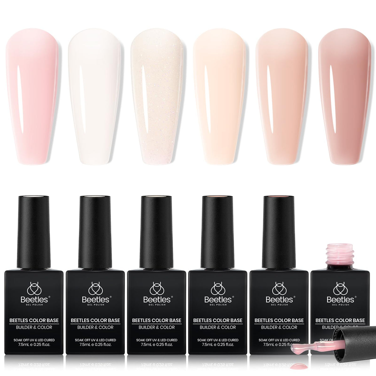 Beetles Rubber Base Gel: bouteille nude, protection durable des ongles.