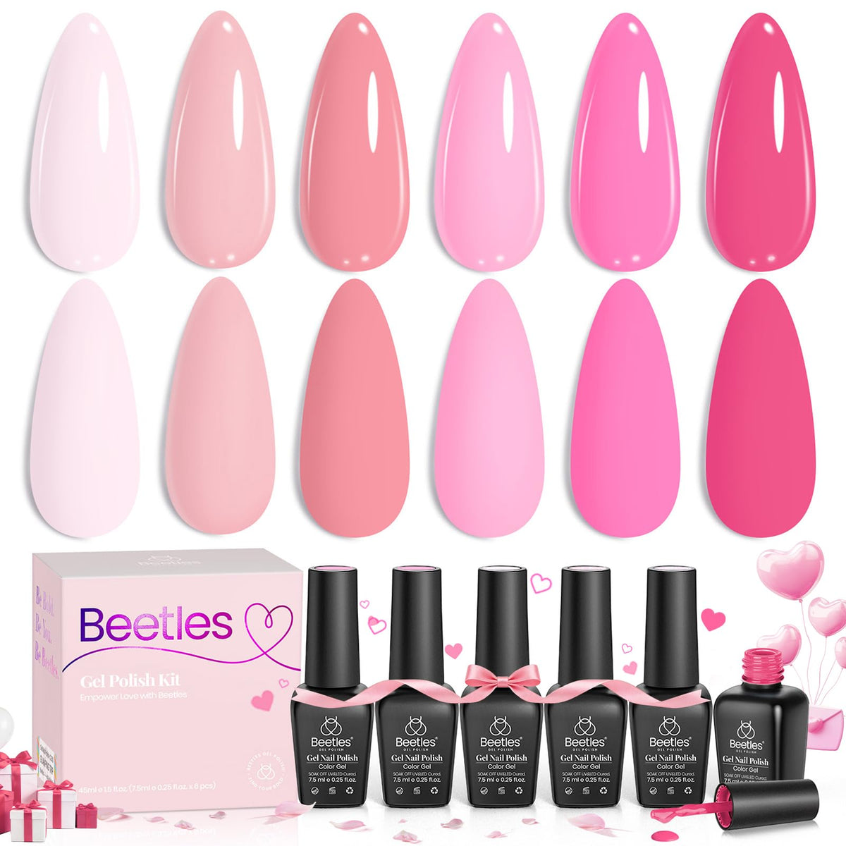 Beetles Saint-Valentin Rose Melodie, bouteille rose; couleur intense et application facile.