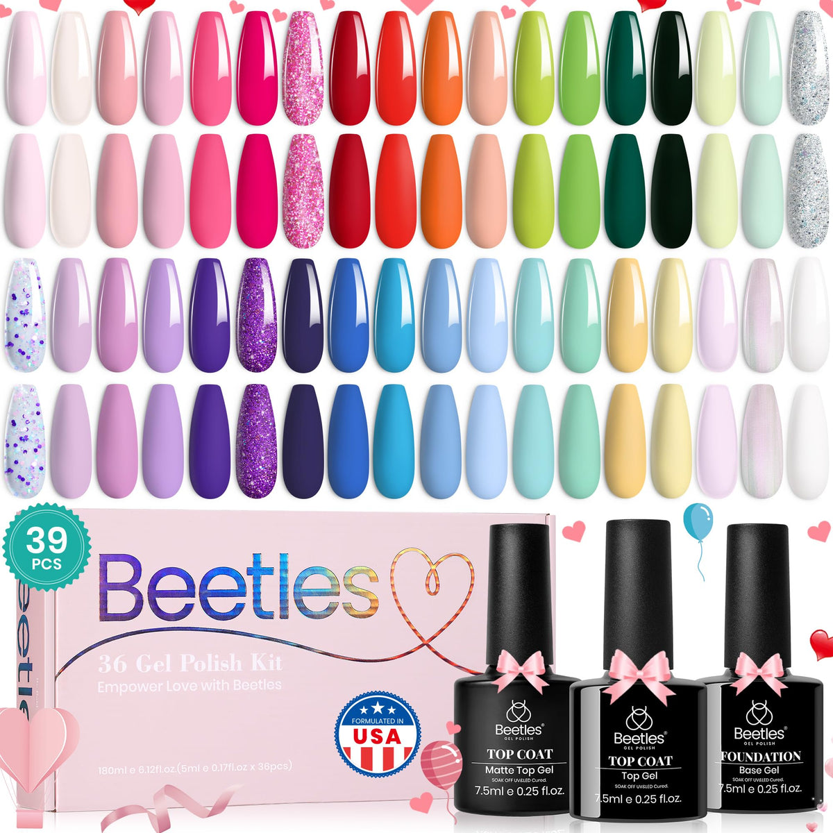 Beetles coffret vernis gel Printemps avec 36 teintes variées pour créer des looks