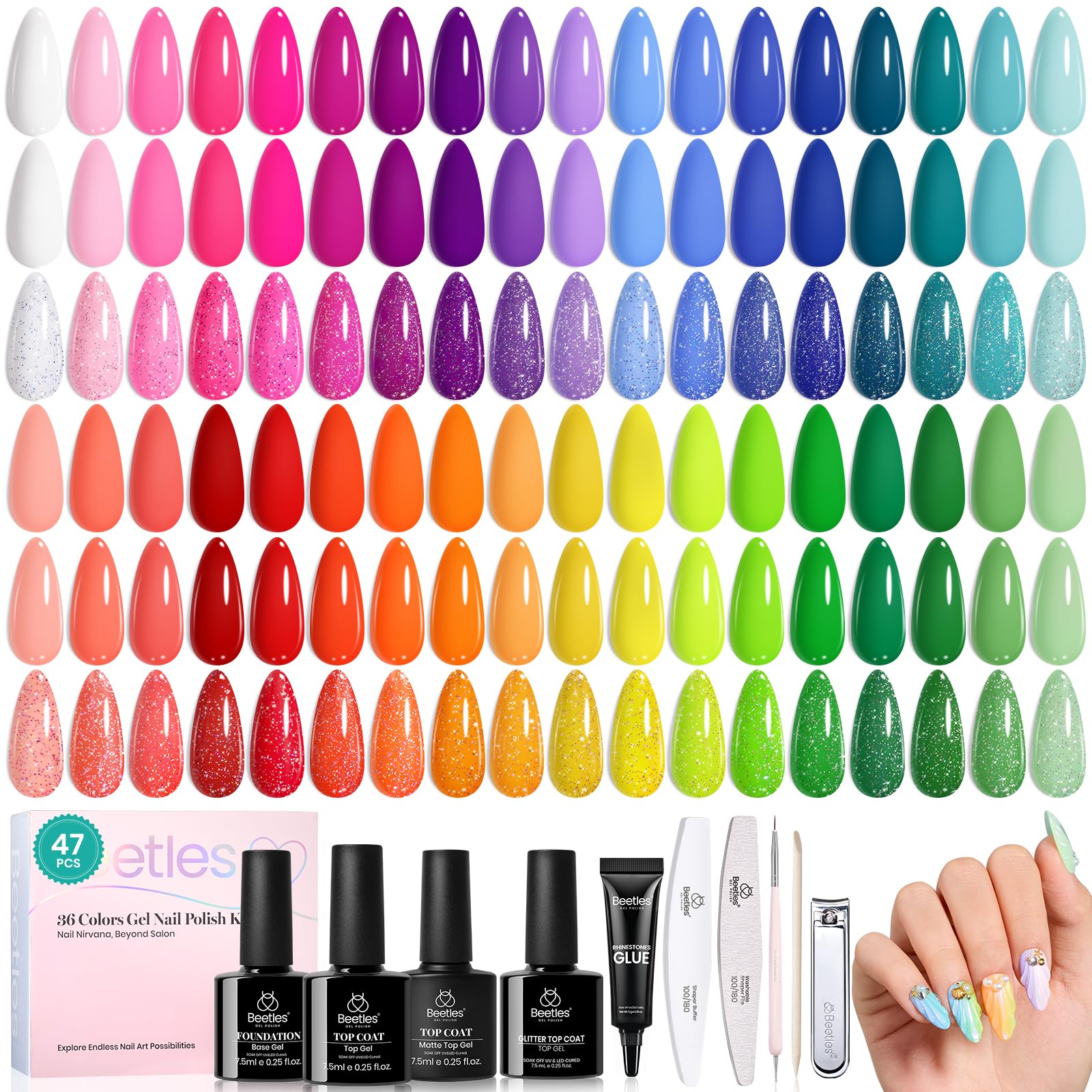 Beetles vernis-gel Printemps: 36 teintes pour des ongles durables.