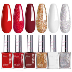 Beetles coffret vernis rouge bordeaux étincelants, idéal pour des looks festifs.