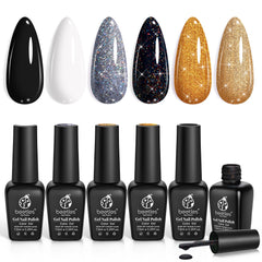 Beetles Gel Vernis : ensemble de 6 couleurs scintillantes pour une manucure durable.