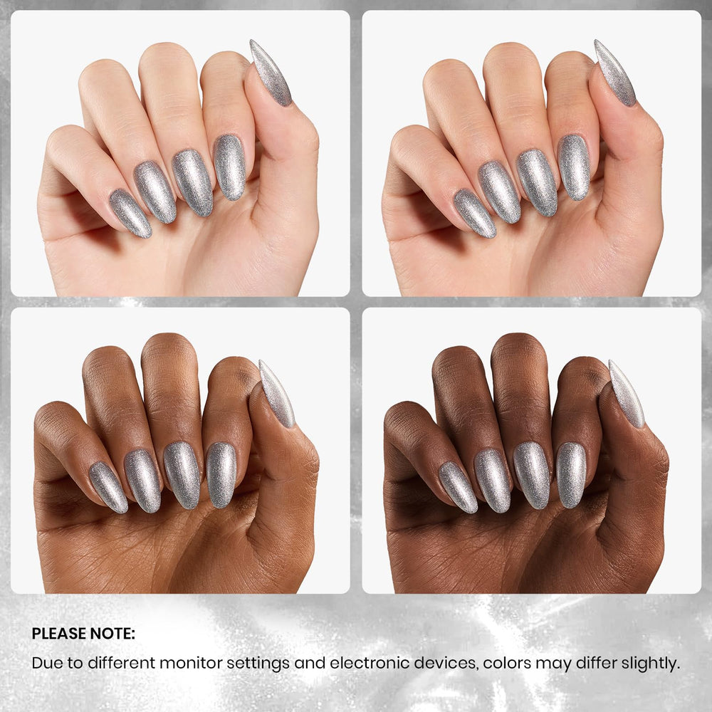 Beetles Silver Gel Polish, reflets sirene sur piste danse pour soirée.