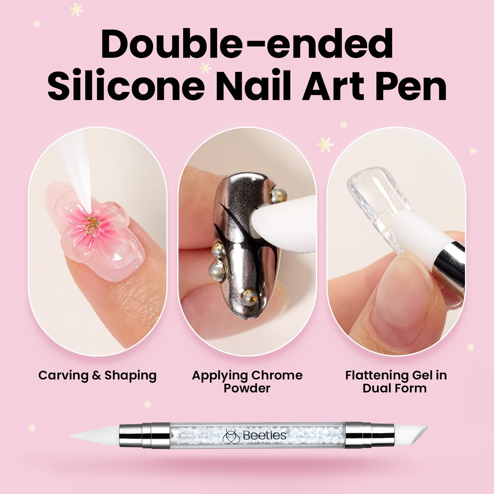 Beetles stylo-nail-art-silicone-double-face: motifs 3D variés facilités.