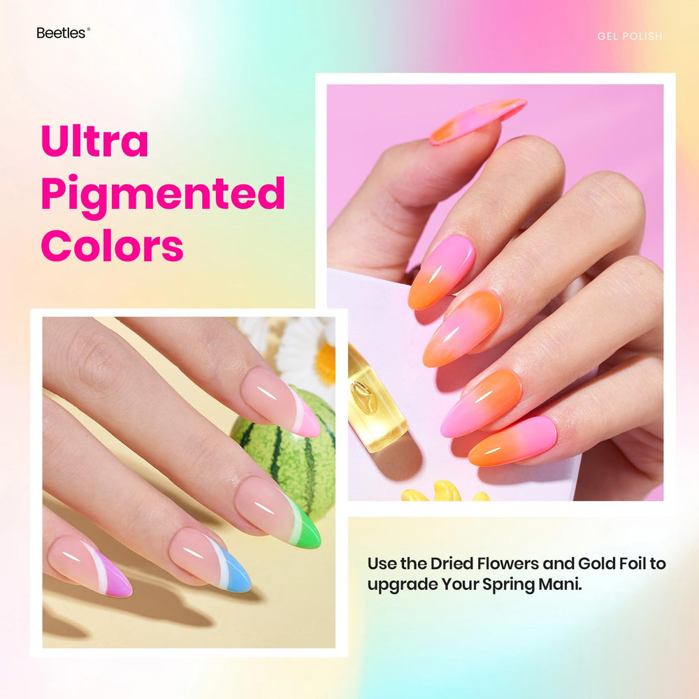 Beetles Summer Gel: base et top inclus pour une application facile.
