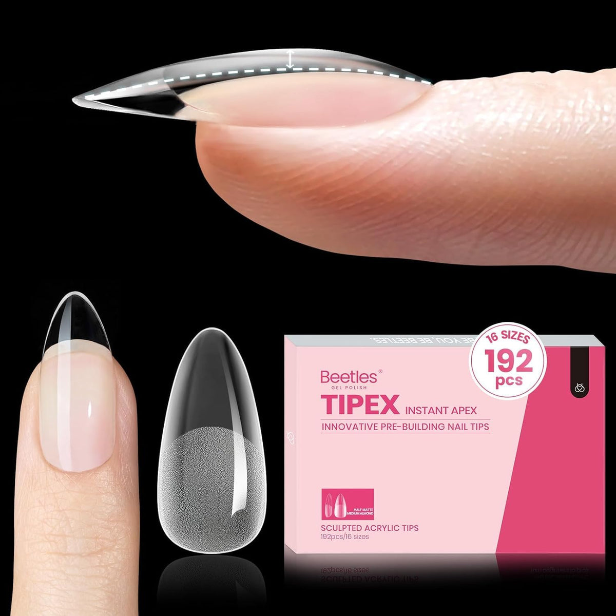 Beetles Tipex Apex Instant, embouts almond, pose rapide et durable