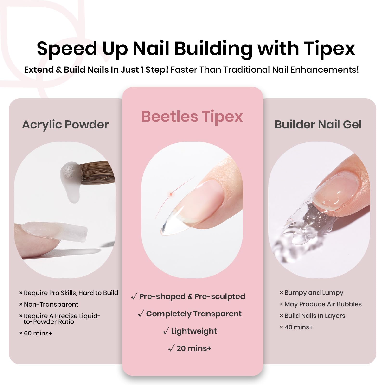 Ongles Beetles Tipex – forme C-curve prête pour un rendu professionnel.