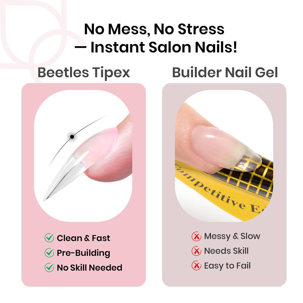 Beetles Tipex courbe préfilée: ajuste facilement la forme naturelle de l’ongle.