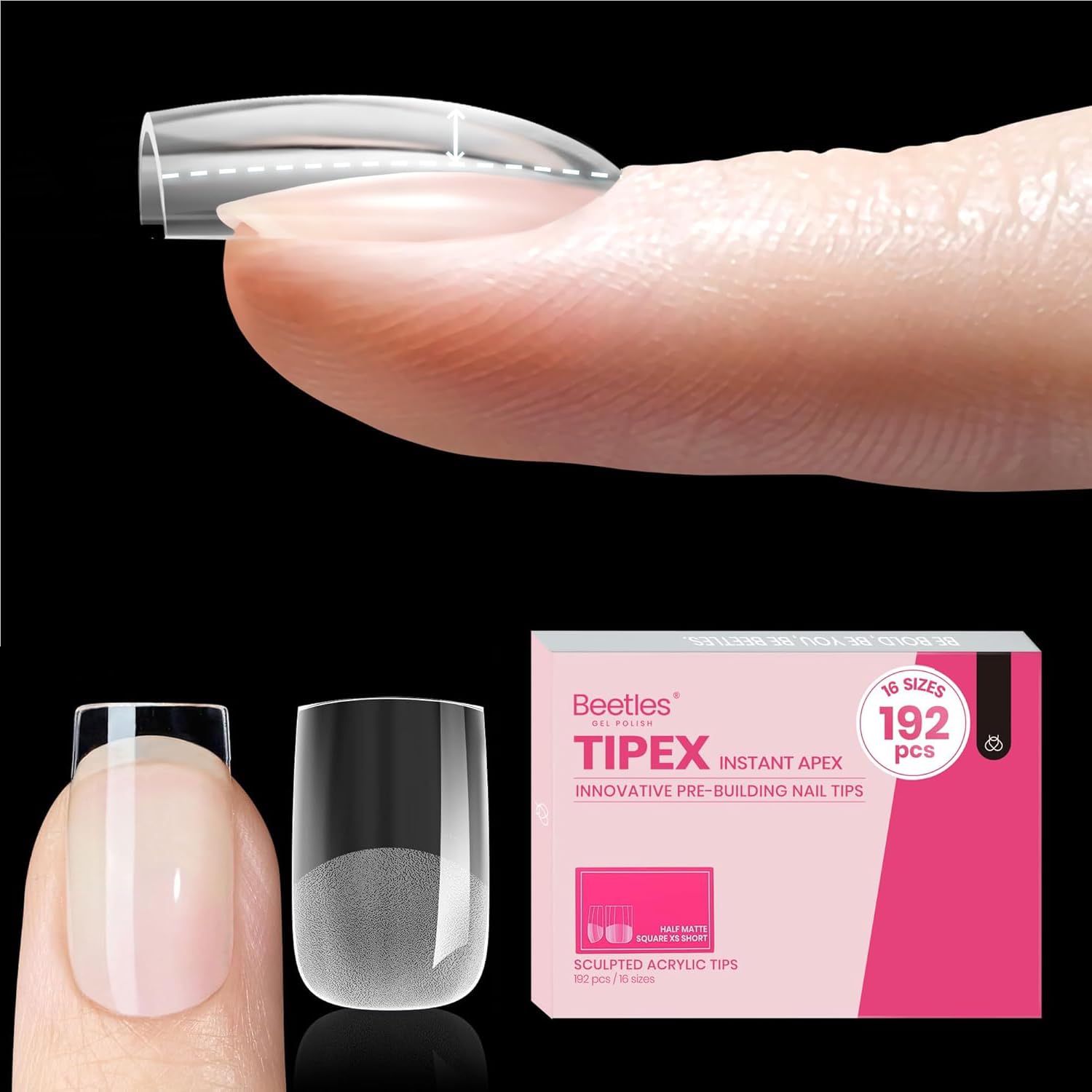 Beetles Tipex Instant Apex tips, extra-short square, swift pro-style results