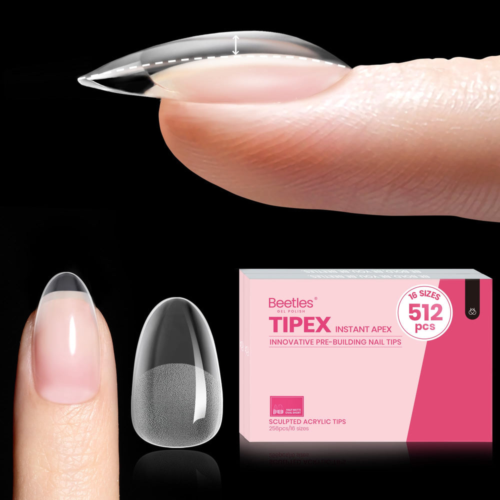 Beetles Tipex Instant Apex nail tips in short oval shape for a seamless, strong extension.