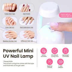 Beetles Tipex: Lampe UV mini sensorisée, cure rapide et propre.