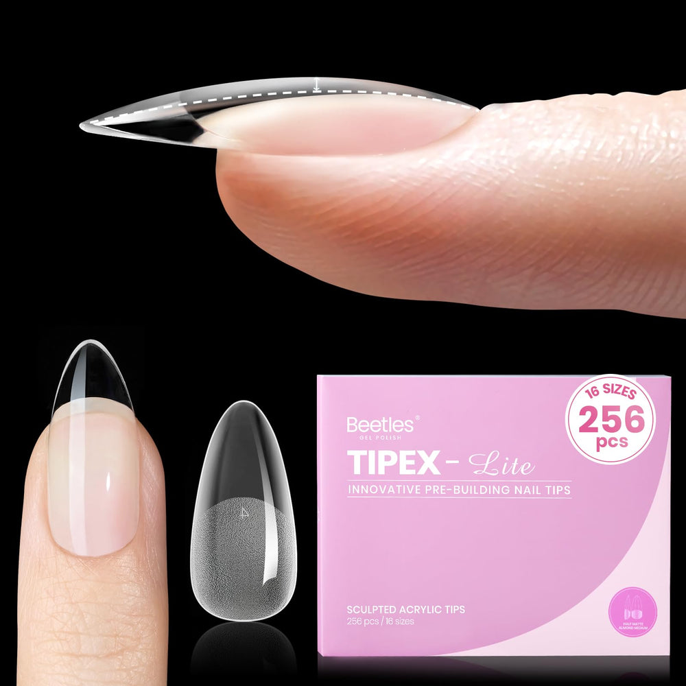 Beetles Tipex Lite Apex almond medium nail tips in natural finish deliver subtle extension