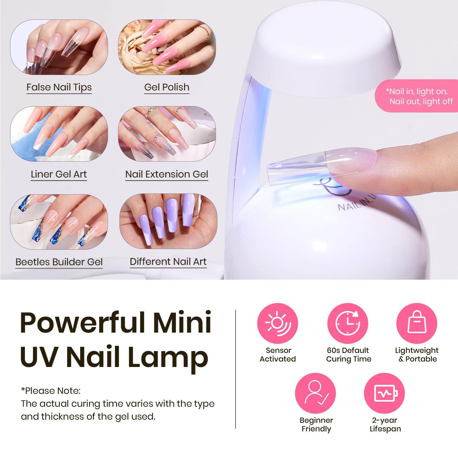 Beetles Tipex Prolongements Ongles: forme longue carrée incurvée pour une tenue renforcée.