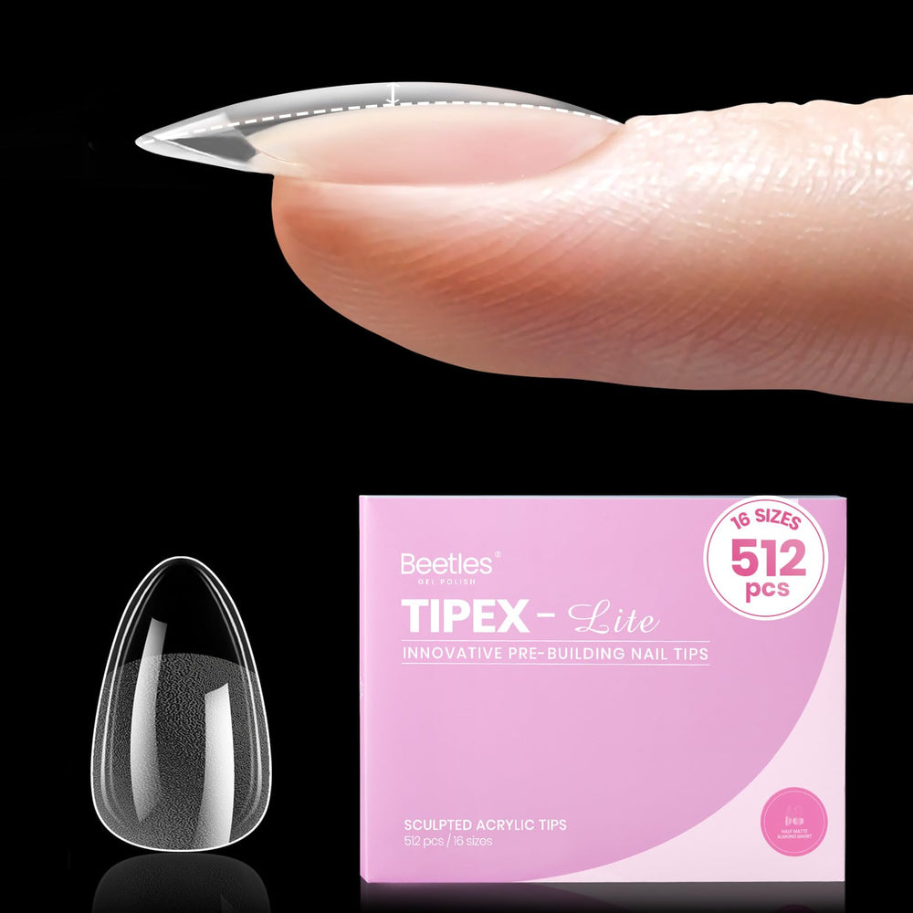 Beetles Tipex Lite Apex, onglets amande courte, maintien durable pour une utilisation quotidienne.