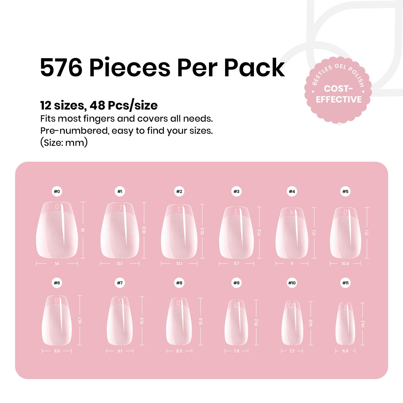 Beetles Gel Tips en PMMA premium pour une extension naturelle et durable.