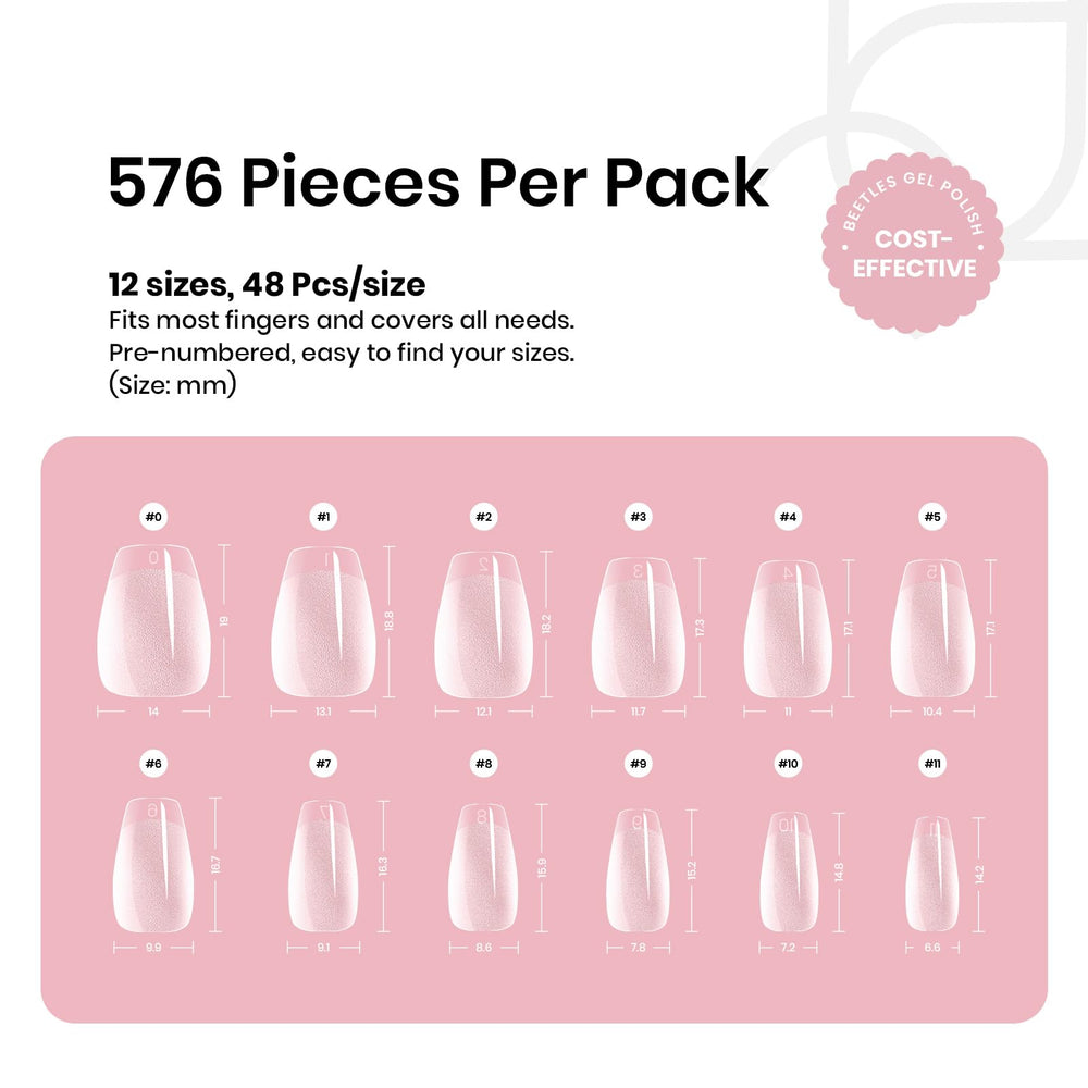 Beetles Gel Tips en PMMA premium pour une extension naturelle et durable.