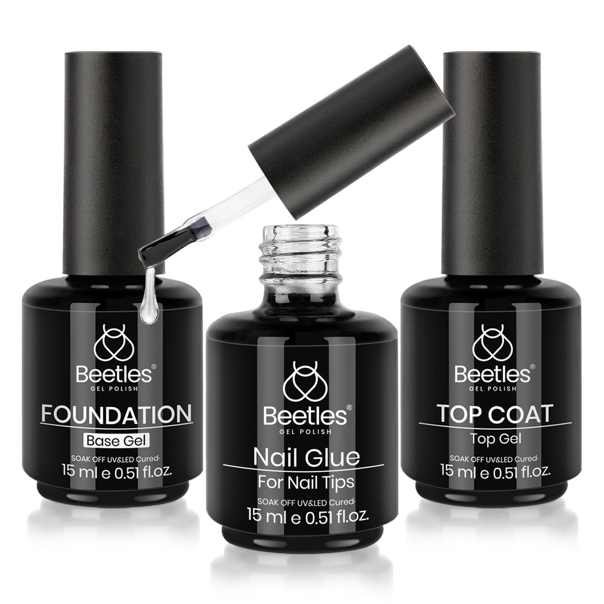 Beetles Top Coat Gel sans essuyage pour une brillance durable à domicile.