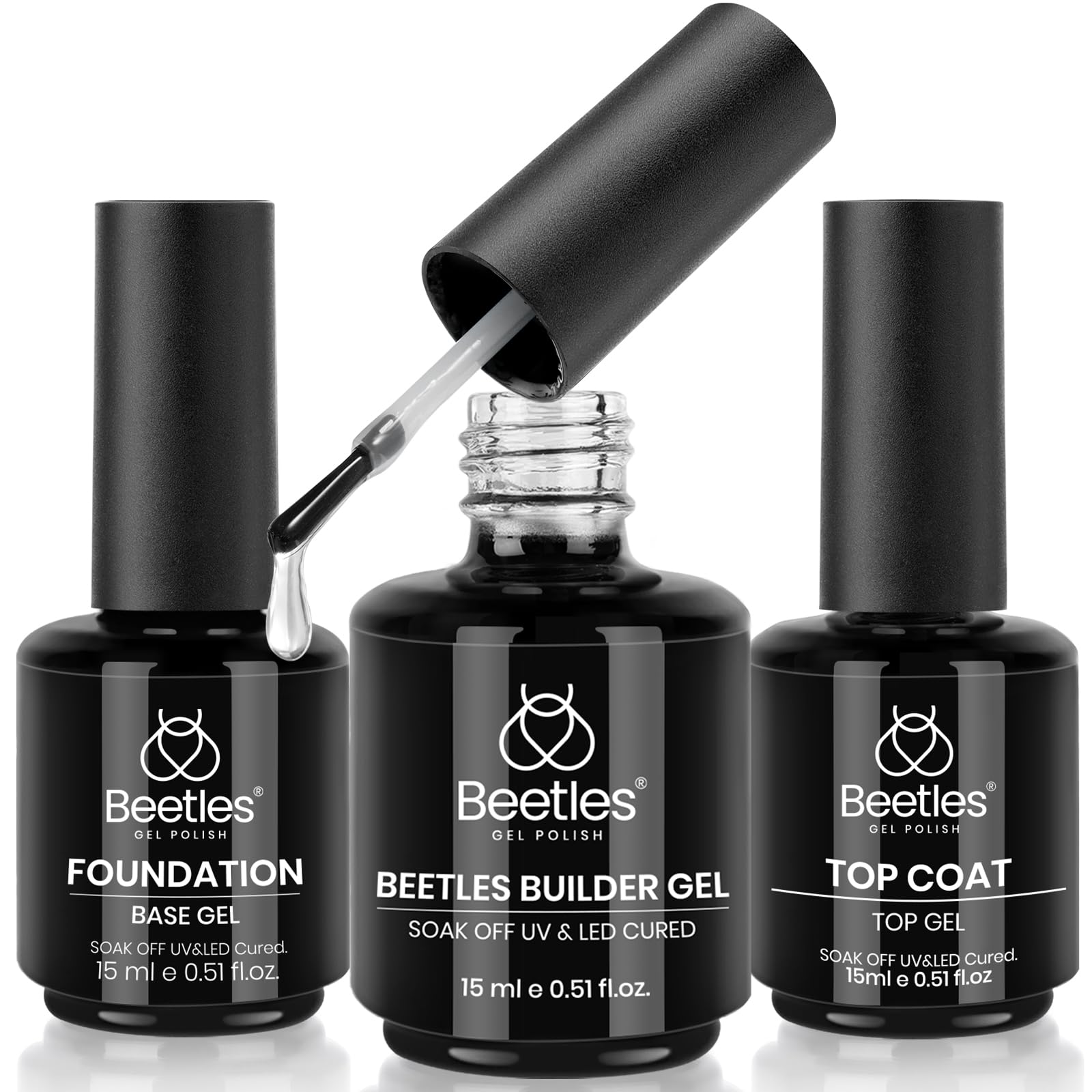 Beetles Top Coat sans essuyage pour brillance durable et protection des ongles.