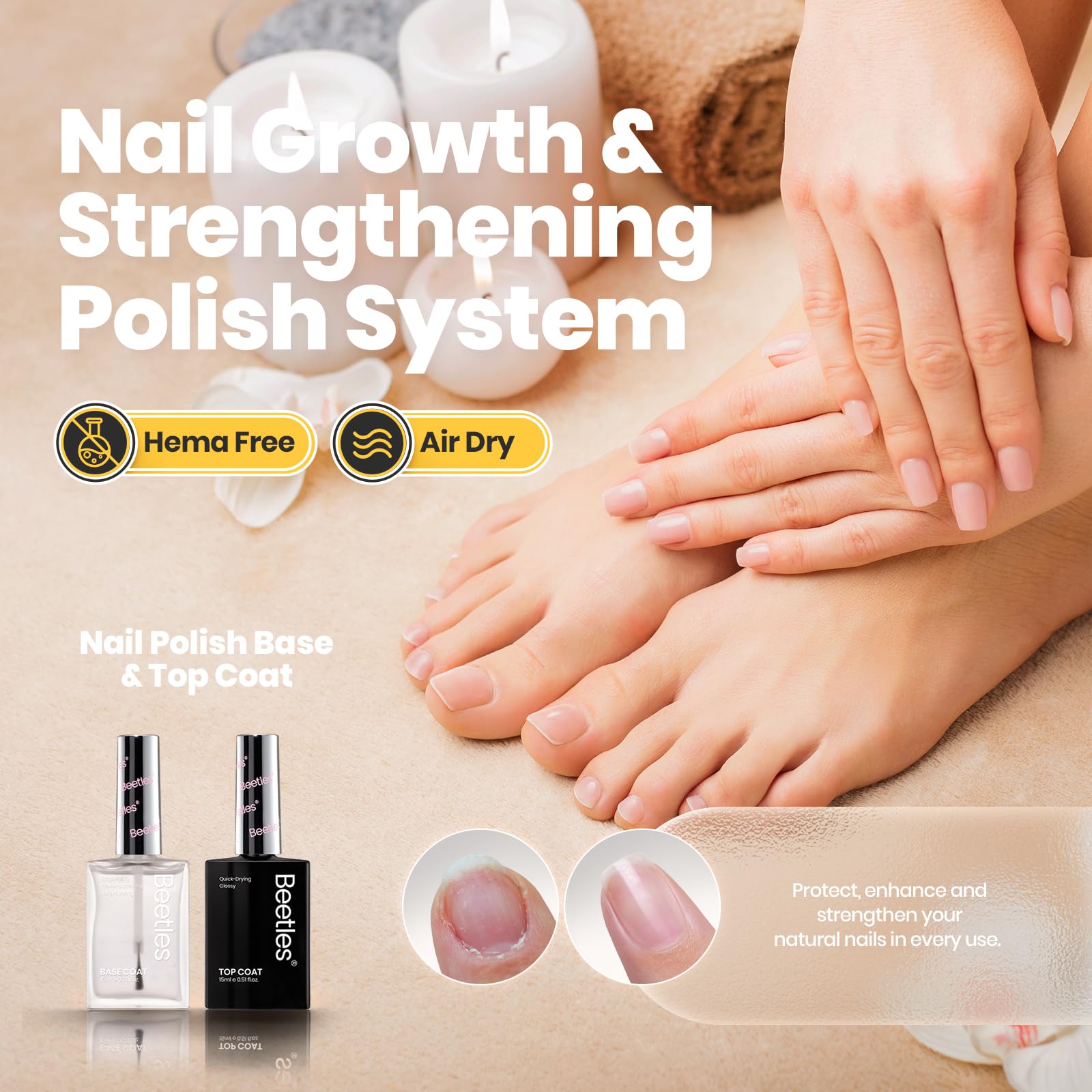 Beetles Gel Polish – top-vernis 15ml, finition lisse et séchage rapide.