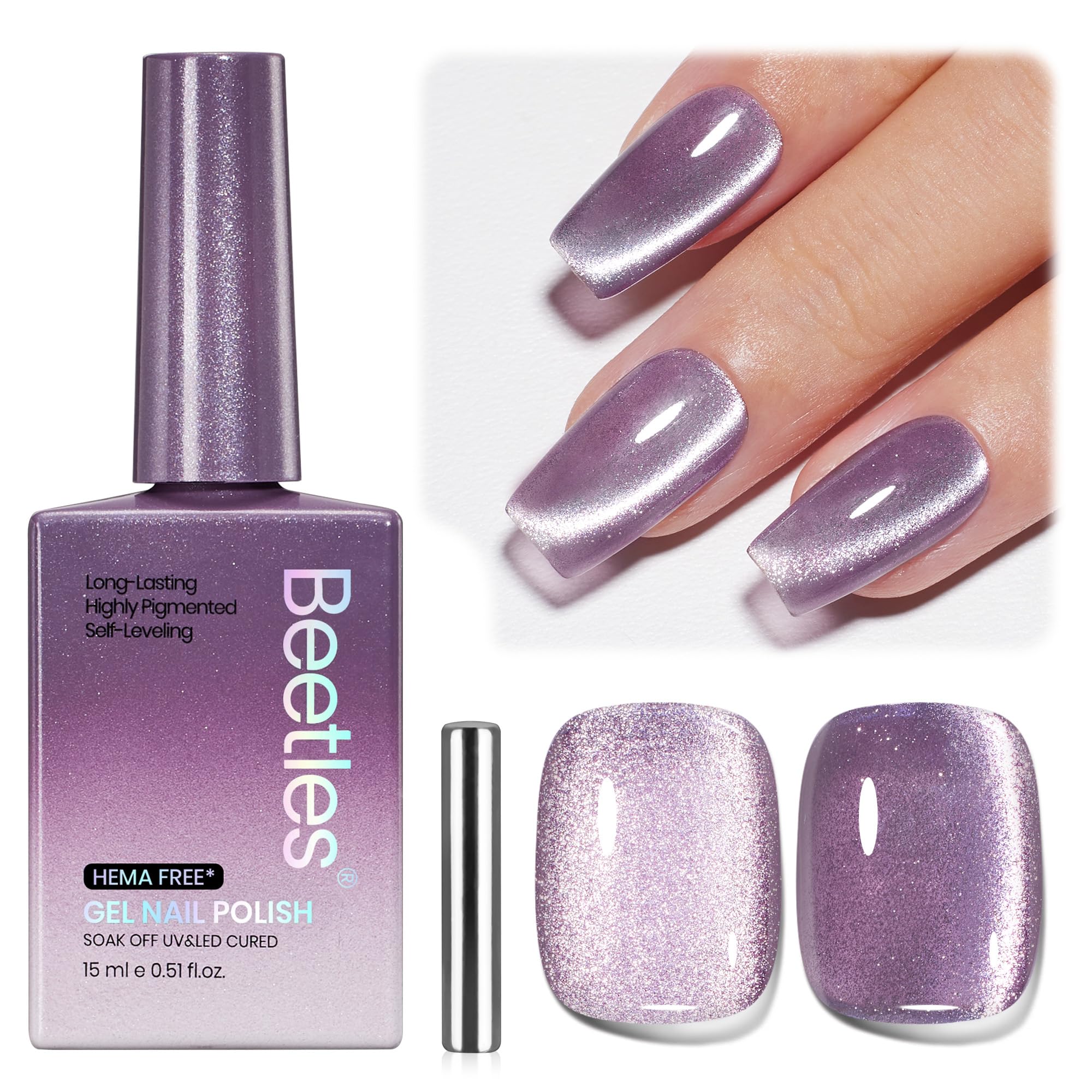 Beetles Twilight Muse affiche l effet oeil-de-chat violet sur la bouteille