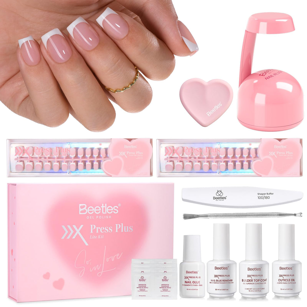 Beetles Valentines kit press-on 300 pièces prêt pour une manucure rapide