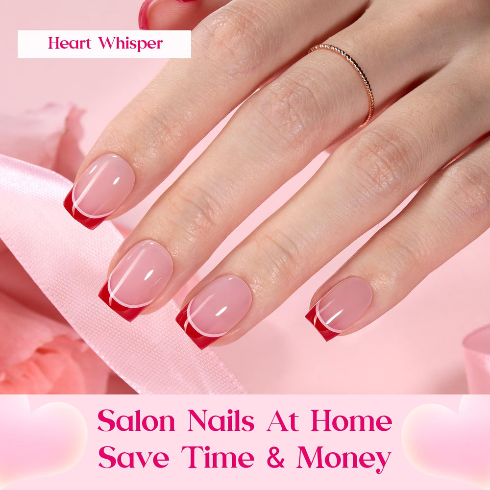 Beetles Heart Whisper : French Tip carré, style chic et moderne.