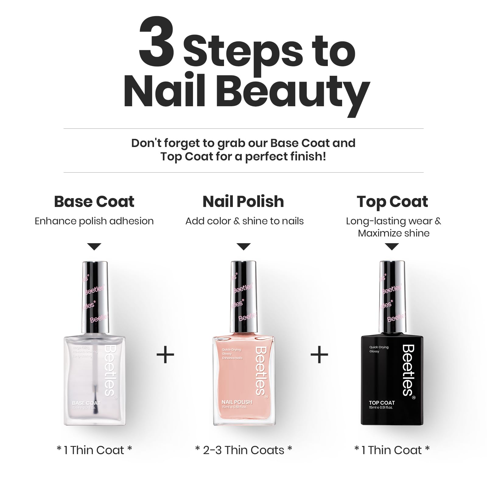 Beetles Vernis fini brillant coco-mousse – rendu salon à domicile.
