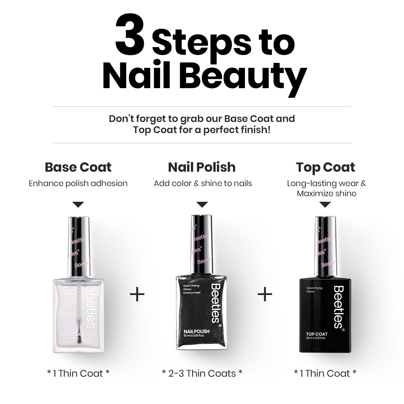 Beetles vernis à fini haut gloss, couleur riche et éclat brillant.