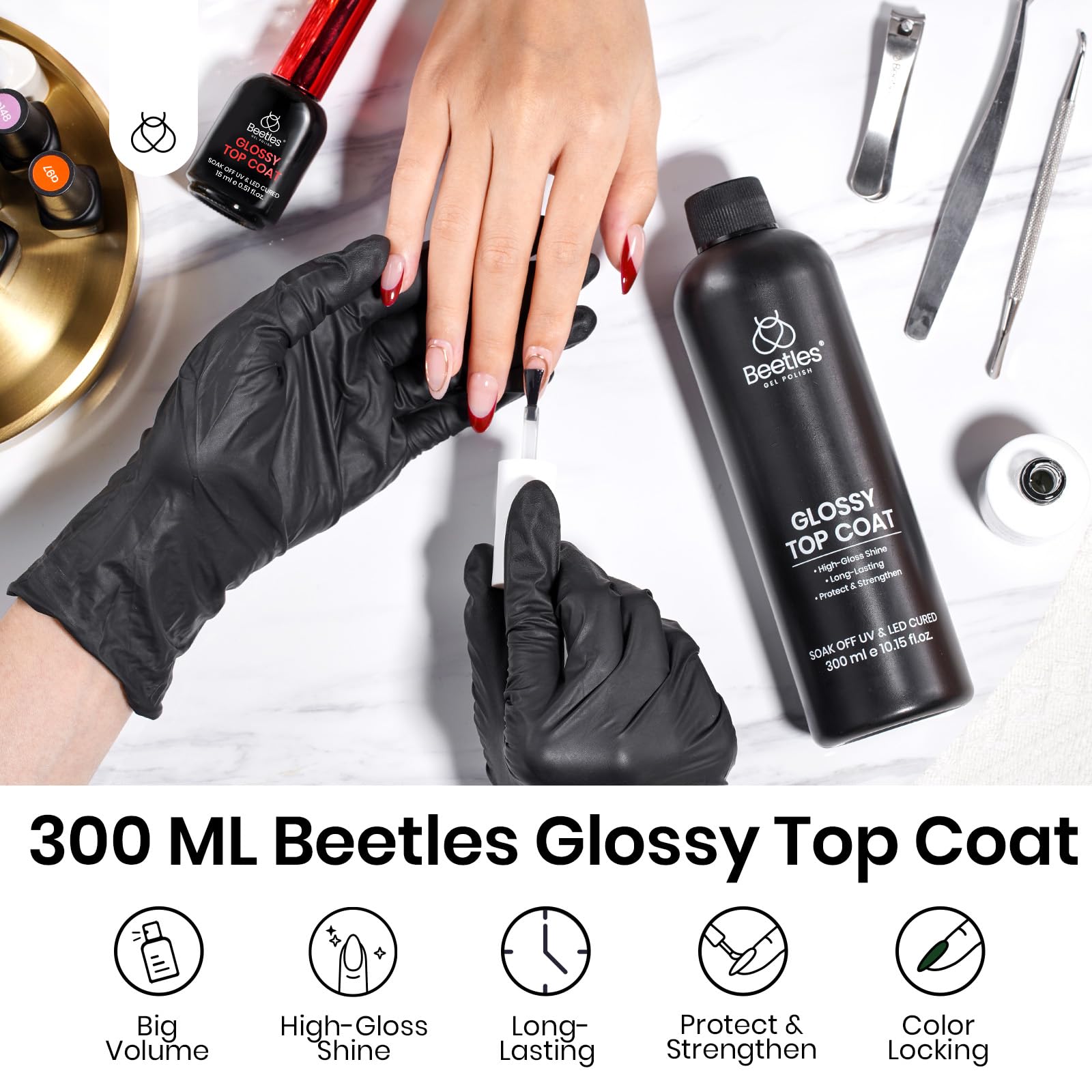 Beetles Vernis de finition – application facile et compatibilité universelle avec gels.