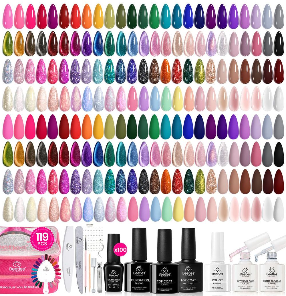 Beetles Gel Polish base et couches de finition complètent chaque application.