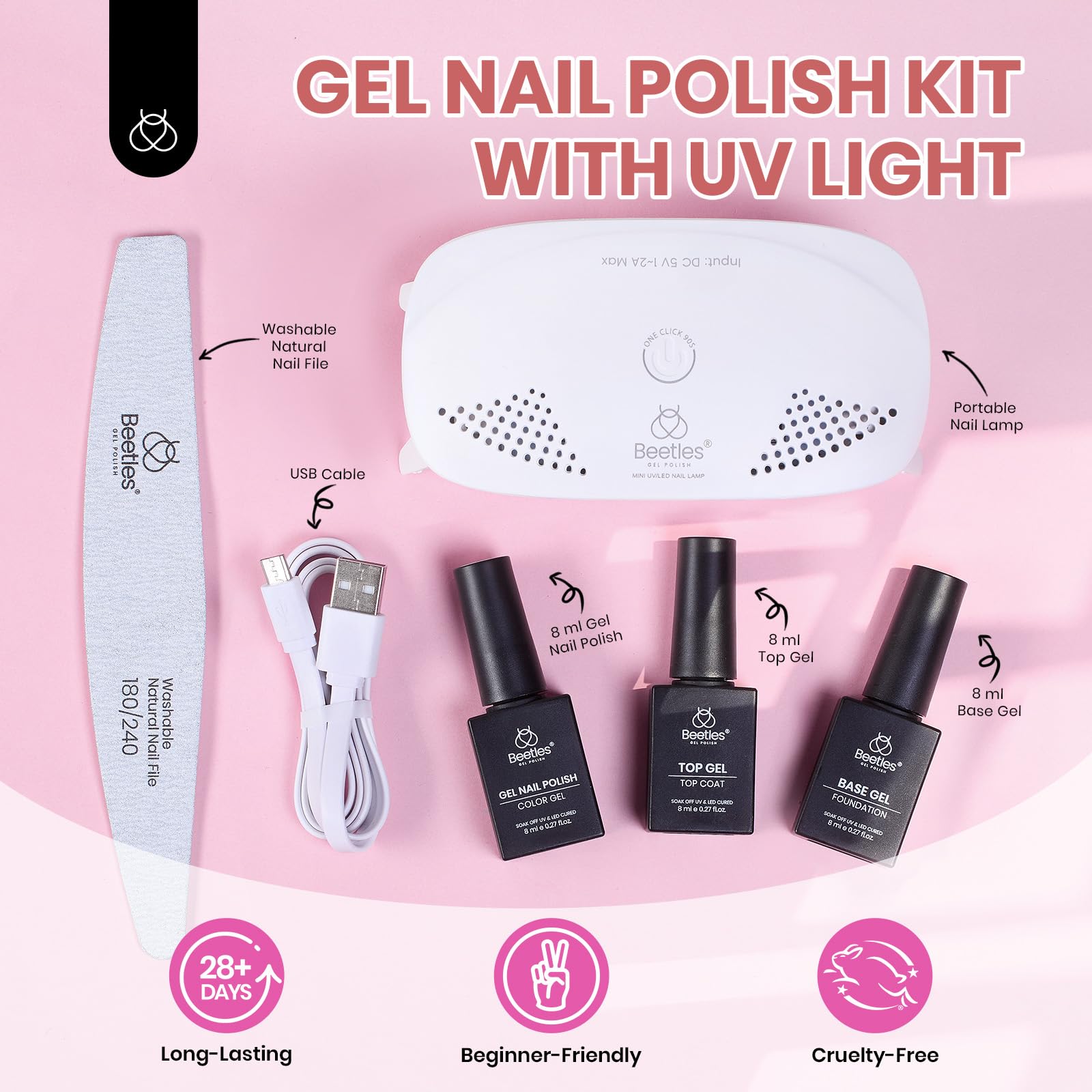 Beetles vernis gel blanc 8ml pour une couleur éclatante et facile d'application.