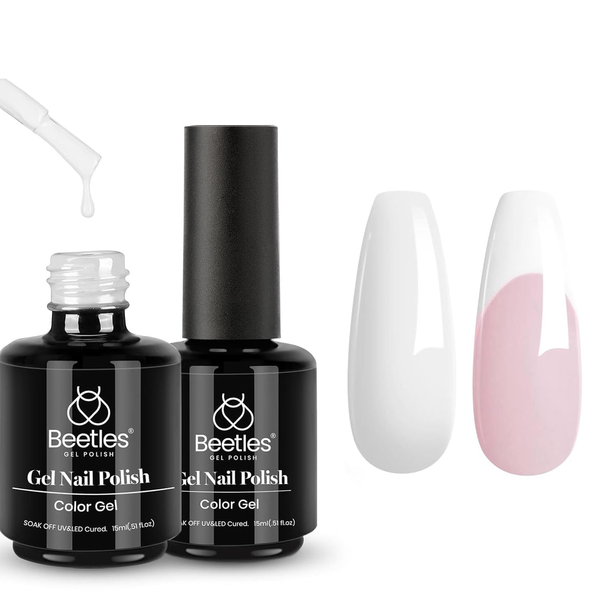 Beetles vernis gel blanc – flacon ouvert, expérience spa à domicile pour une manucure rapide