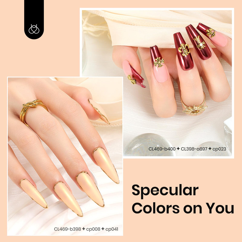 Beetles vernis gel blanc: fond clair pour varier les reflets métalliques.