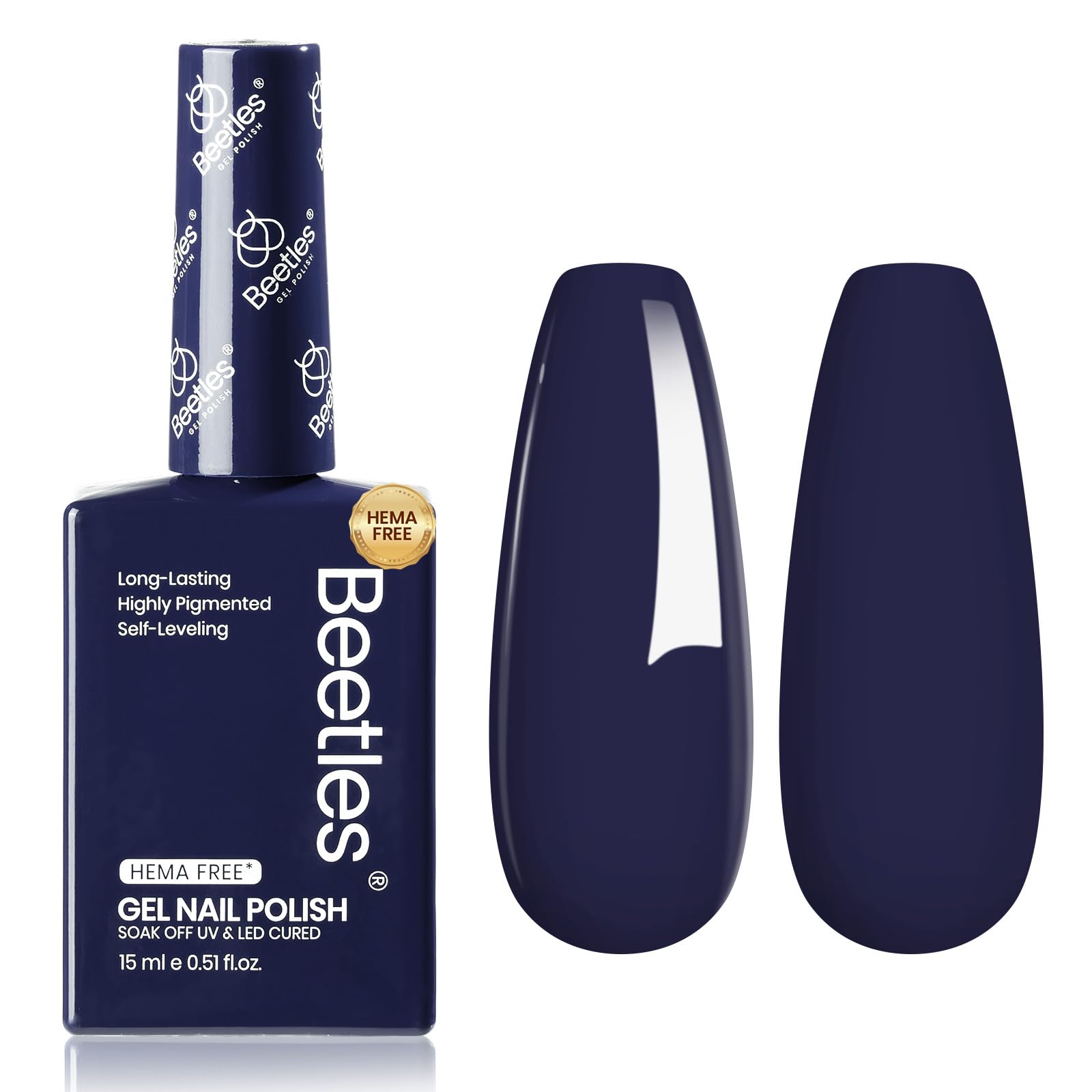 Beetles Vernis Gel bleu marine Eclipse : bouteille prête pour une manucure professionnelle à domicile.