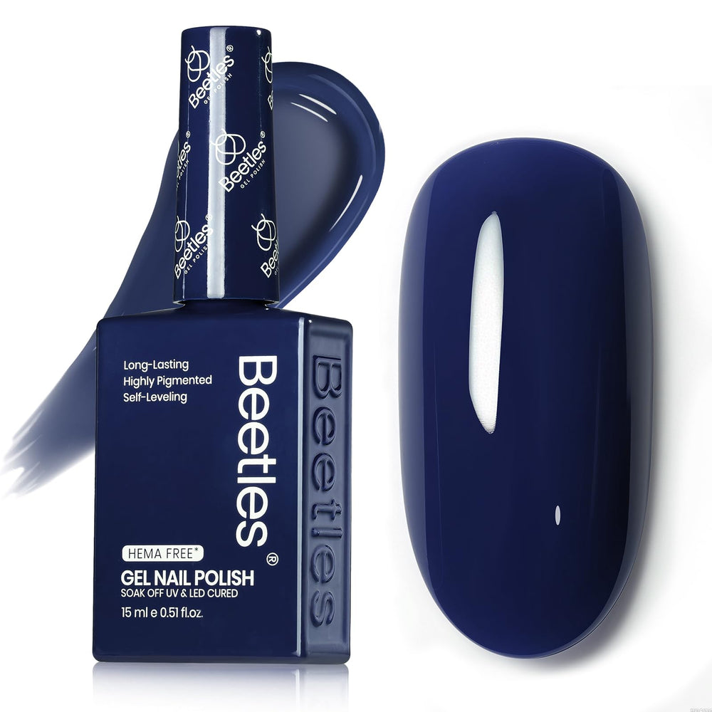 Beetles Vernis Gel bleu marine, parfait pour un look quotidien mis à jour par petites touches.