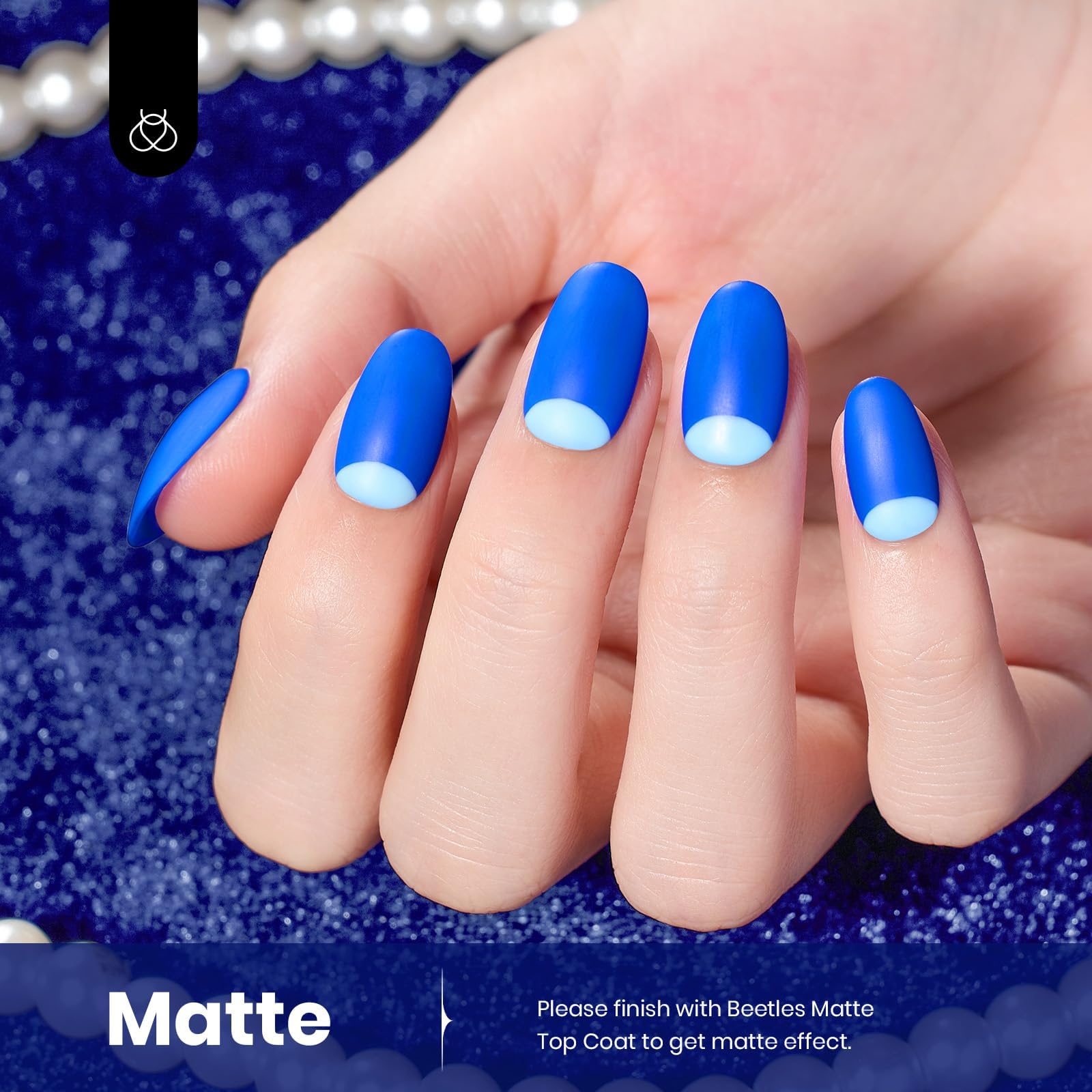 Beetles Vernis Gel Bleu boite élégante pour rangement et transport.