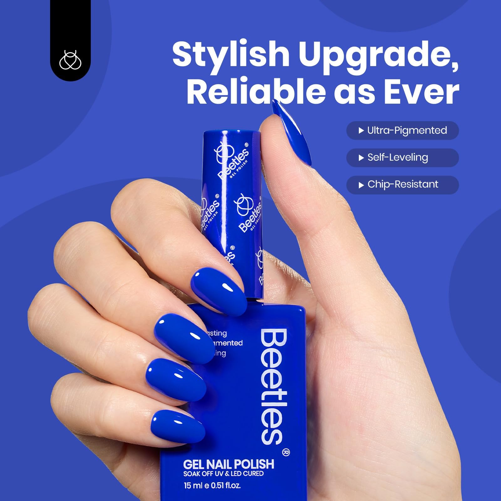 Beetles Vernis Gel Bleu finition brillante et éclat durable.