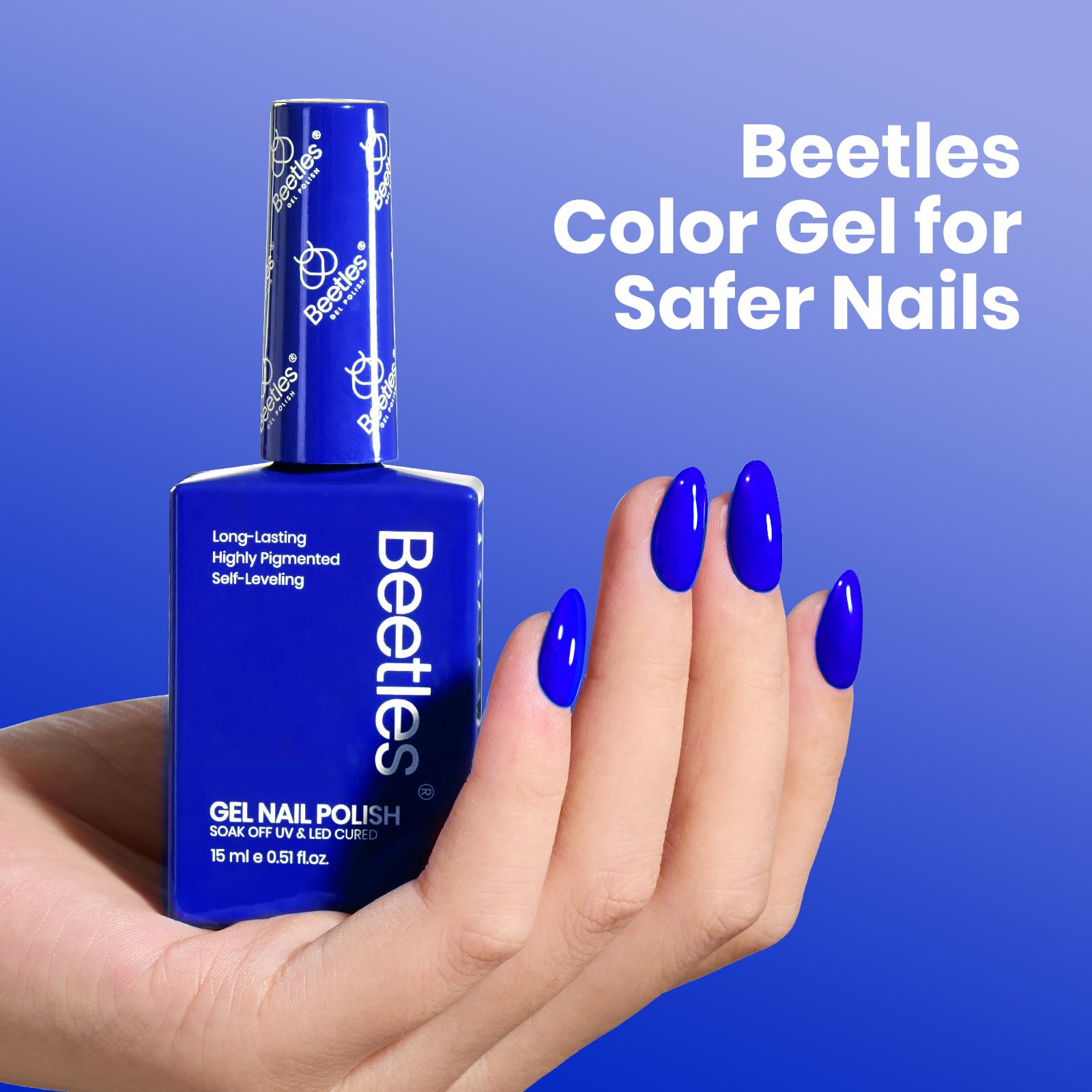 Beetles Vernis Gel bleu roi, finition brillante tenue jusqu'à 3 semaines.